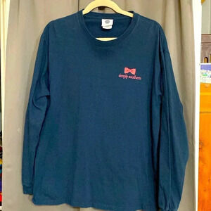 SIMPLE SOUTHERN WO SIZE LARGE NAVY PINK GOLD LONG SLEEVE SHIRT 100% COTTON CLEAN